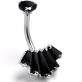 BodyCandy Black CZ Gem Regal Rectangles Internally Threaded Double Mount Belly Ring — main product shot