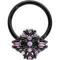 BodyCandy 16G 3/8 Pink Gem Black Opulent Cross Hinged Segment Ring — main product shot