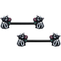 BodyCandy 14G 9/16 Black Funky Skunk Barbell Nipple Ring Set — main product shot