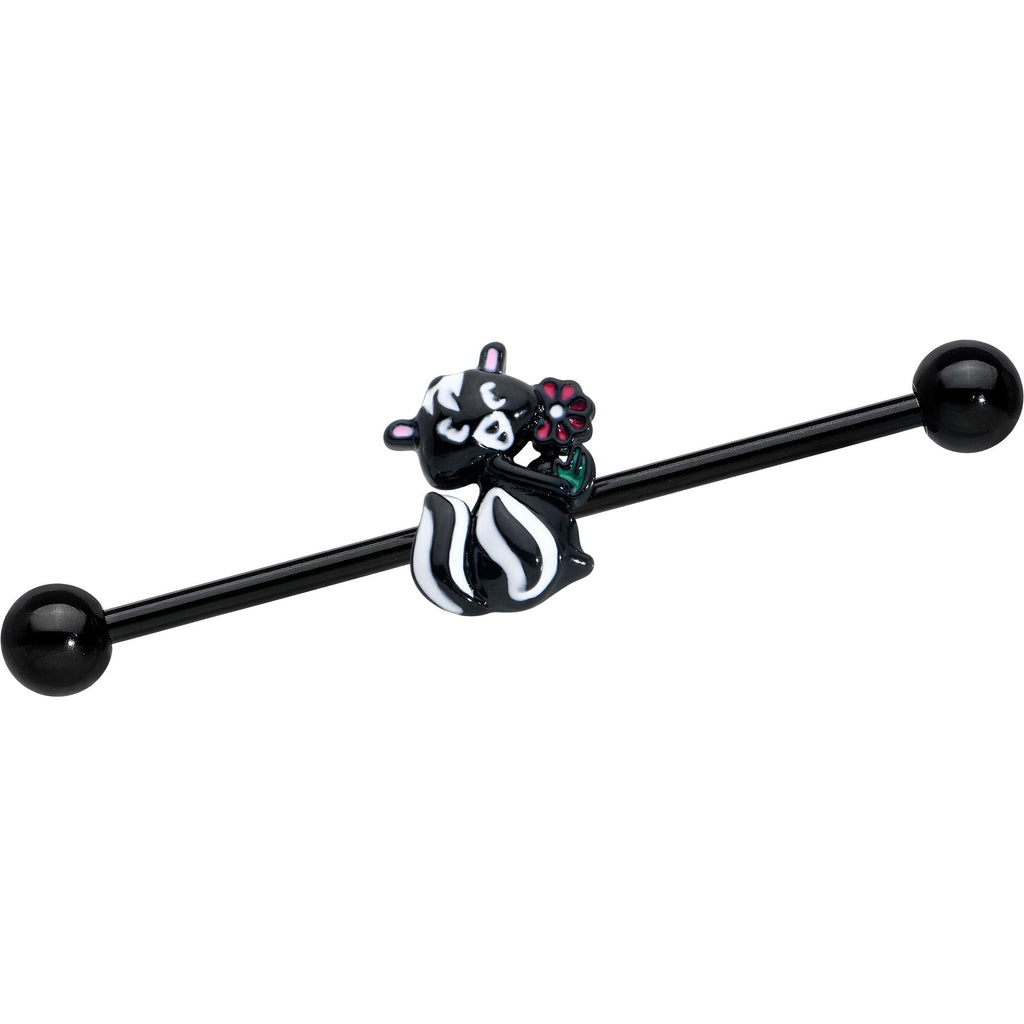 BodyCandy 14G Black Funky Skunk Industrial Barbell 38mm — main product shot