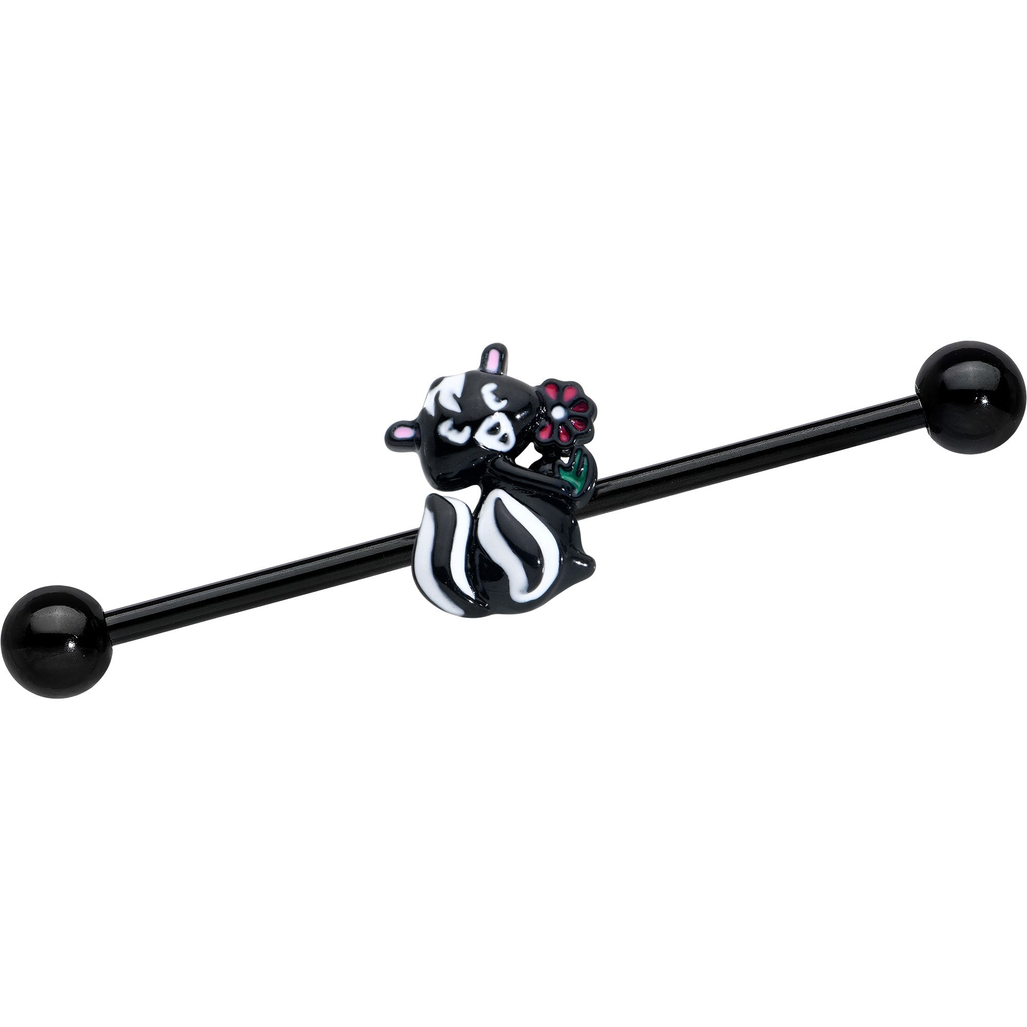 BodyCandy 14G Black Funky Skunk Industrial Barbell 38mm — main product shot