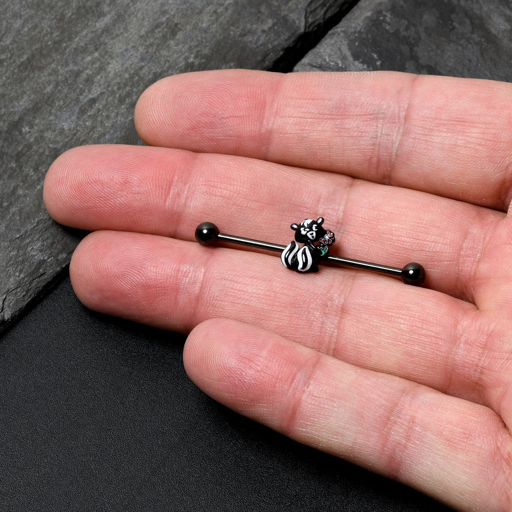 BodyCandy 14G Black Funky Skunk Industrial Barbell 38mm — lifestyle context