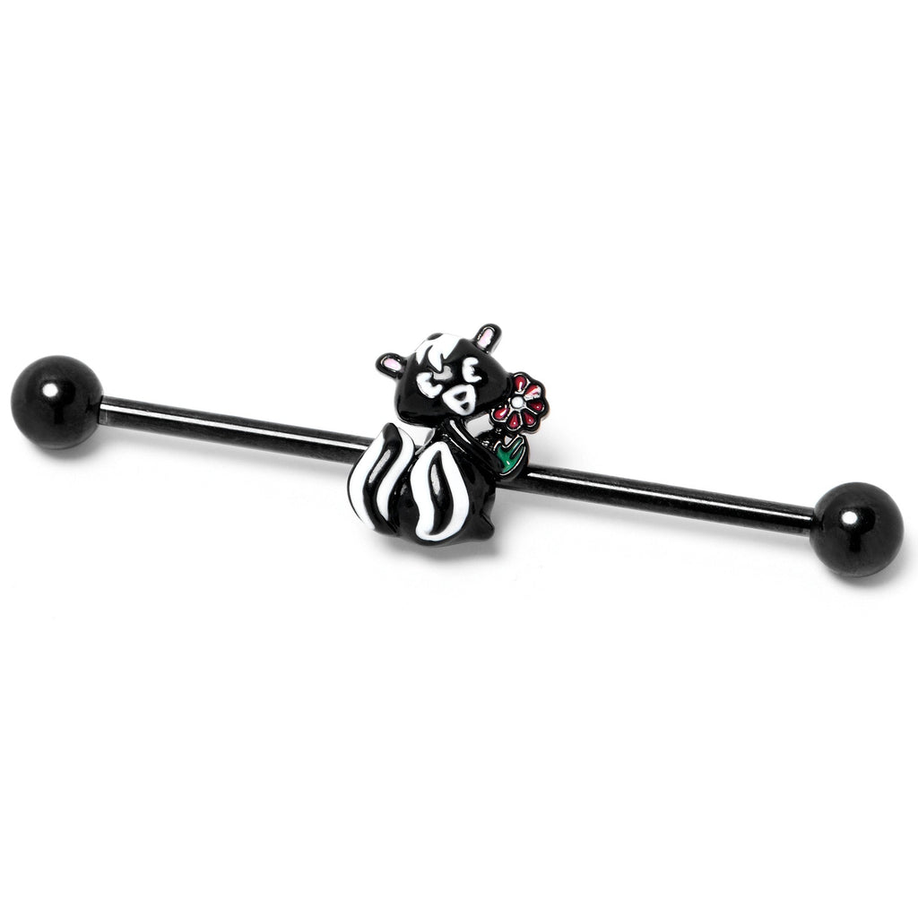 BodyCandy 14G Black Funky Skunk Industrial Barbell 38mm — side view