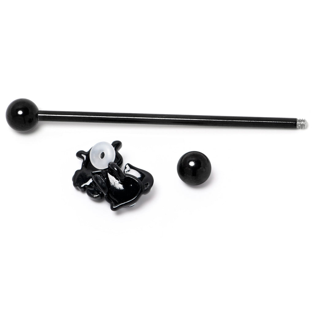 BodyCandy 14G Black Funky Skunk Industrial Barbell 38mm — back view