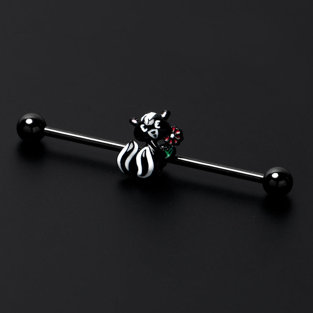 BodyCandy 14G Black Funky Skunk Industrial Barbell 38mm — alternative angle