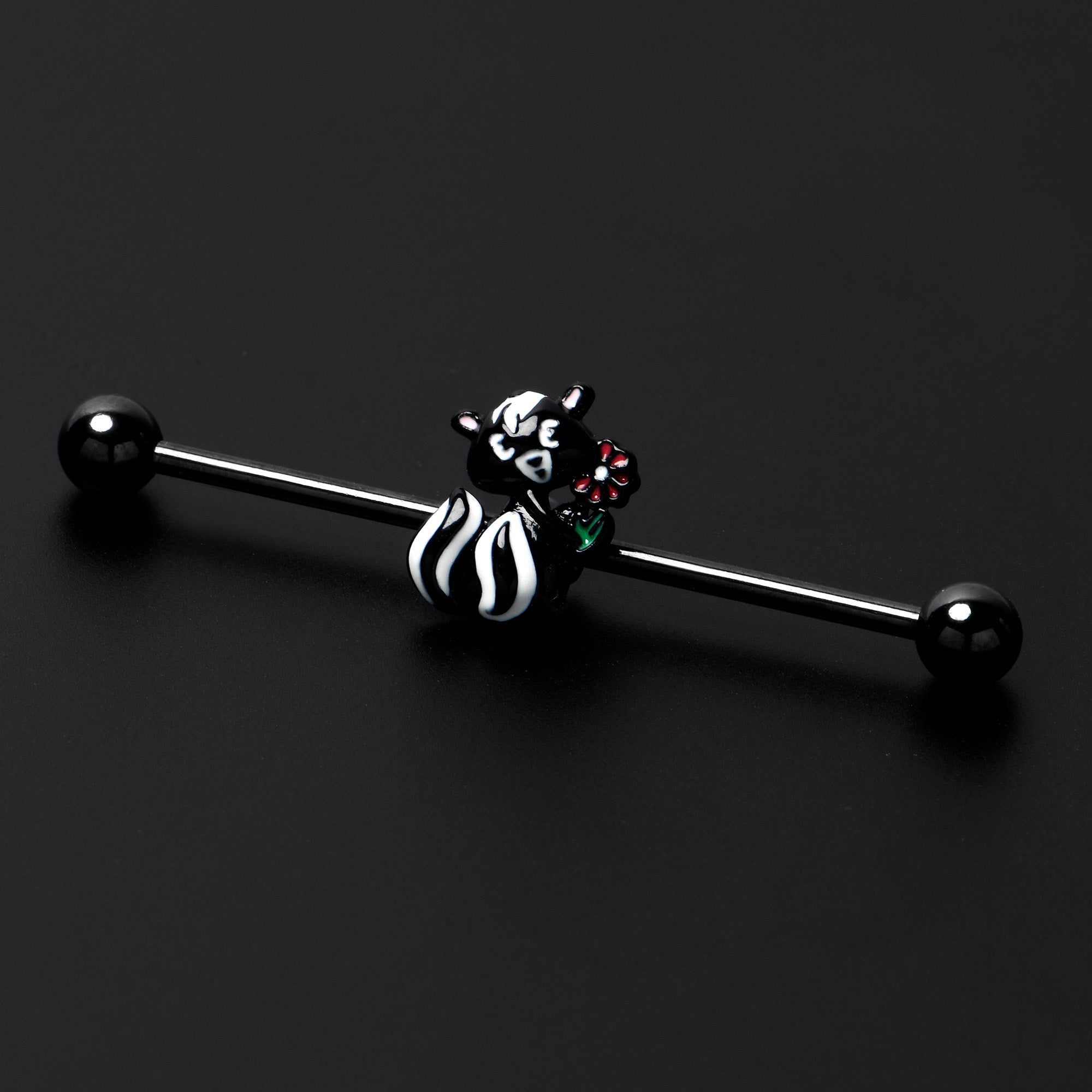 BodyCandy 14G Black Funky Skunk Industrial Barbell 38mm — alternative angle