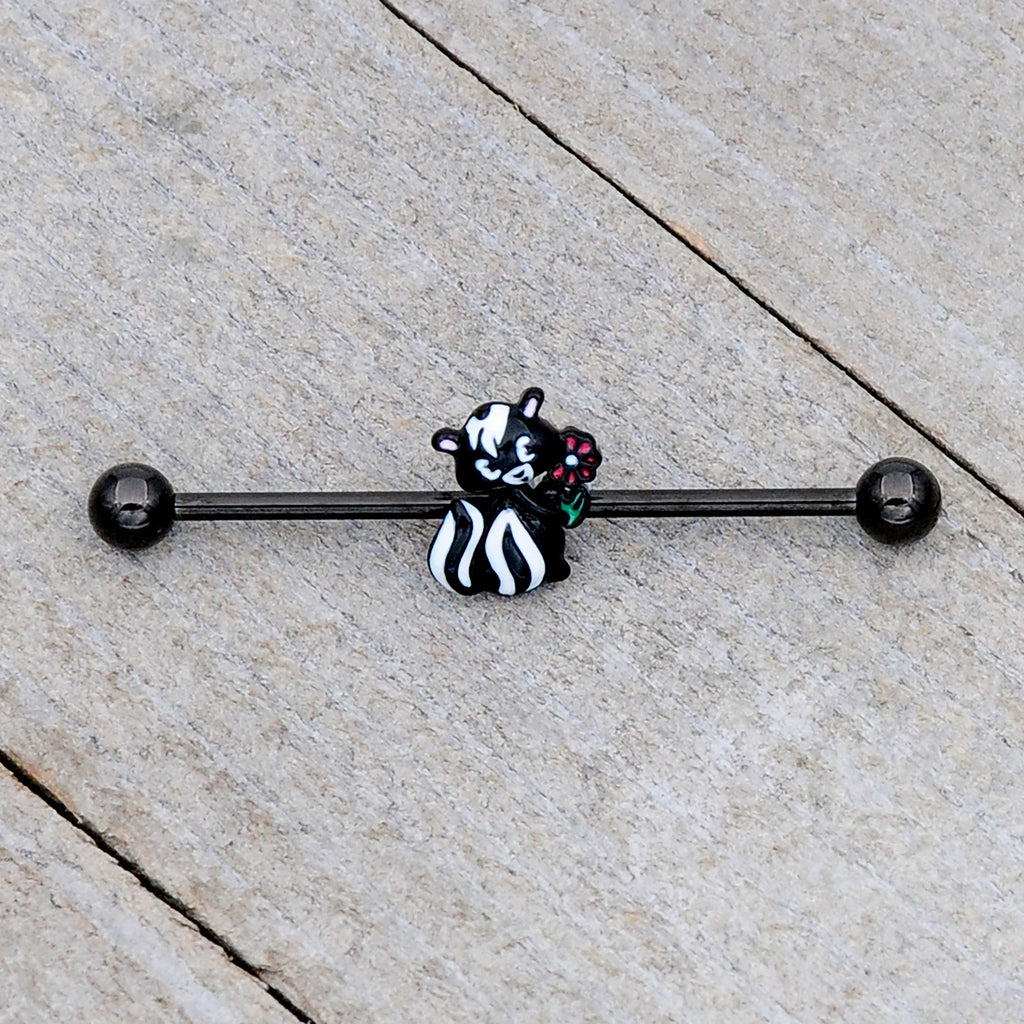 BodyCandy 14G Black Funky Skunk Industrial Barbell 38mm — size reference