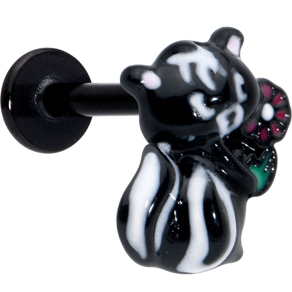 BodyCandy 16G 5/16 Black Funky Skunk Labret Monroe Tragus — main product shot