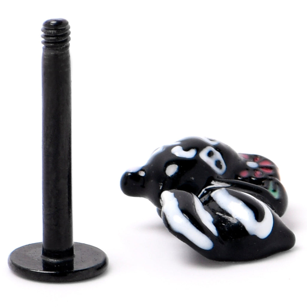 BodyCandy 16G 5/16 Black Funky Skunk Labret Monroe Tragus — alternative angle