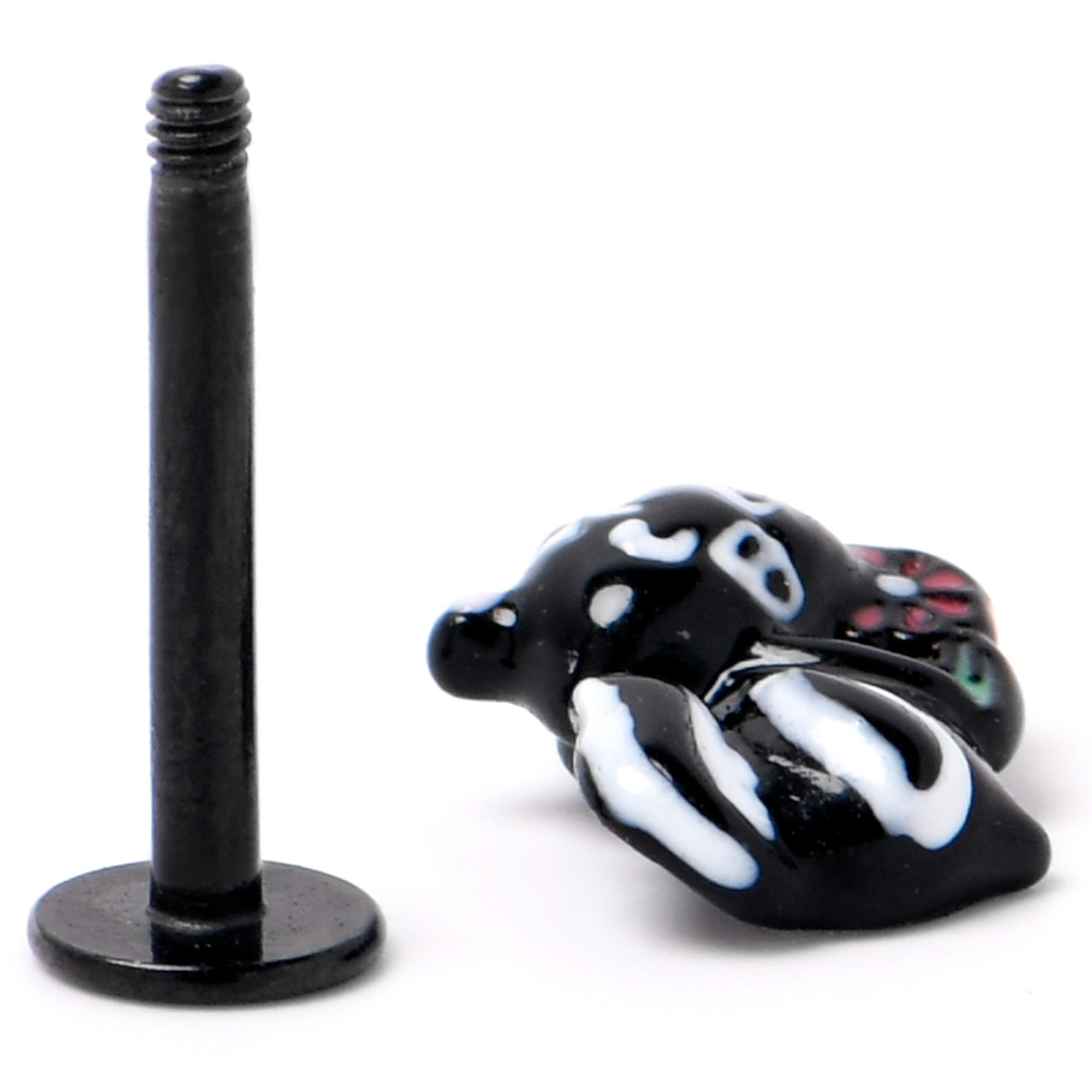 BodyCandy 16G 5/16 Black Funky Skunk Labret Monroe Tragus — alternative angle