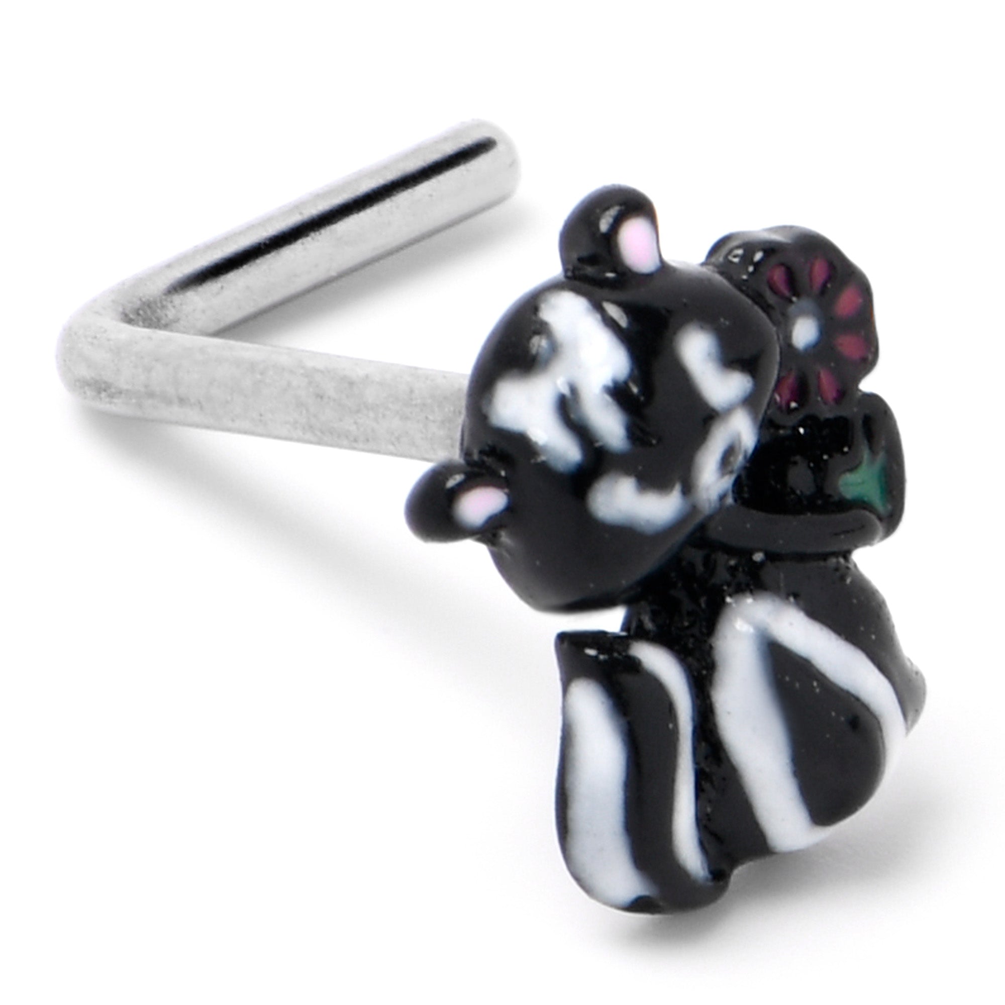 BodyCandy 20G 7mm Funky Skunk L Shape Nose Ring — side view