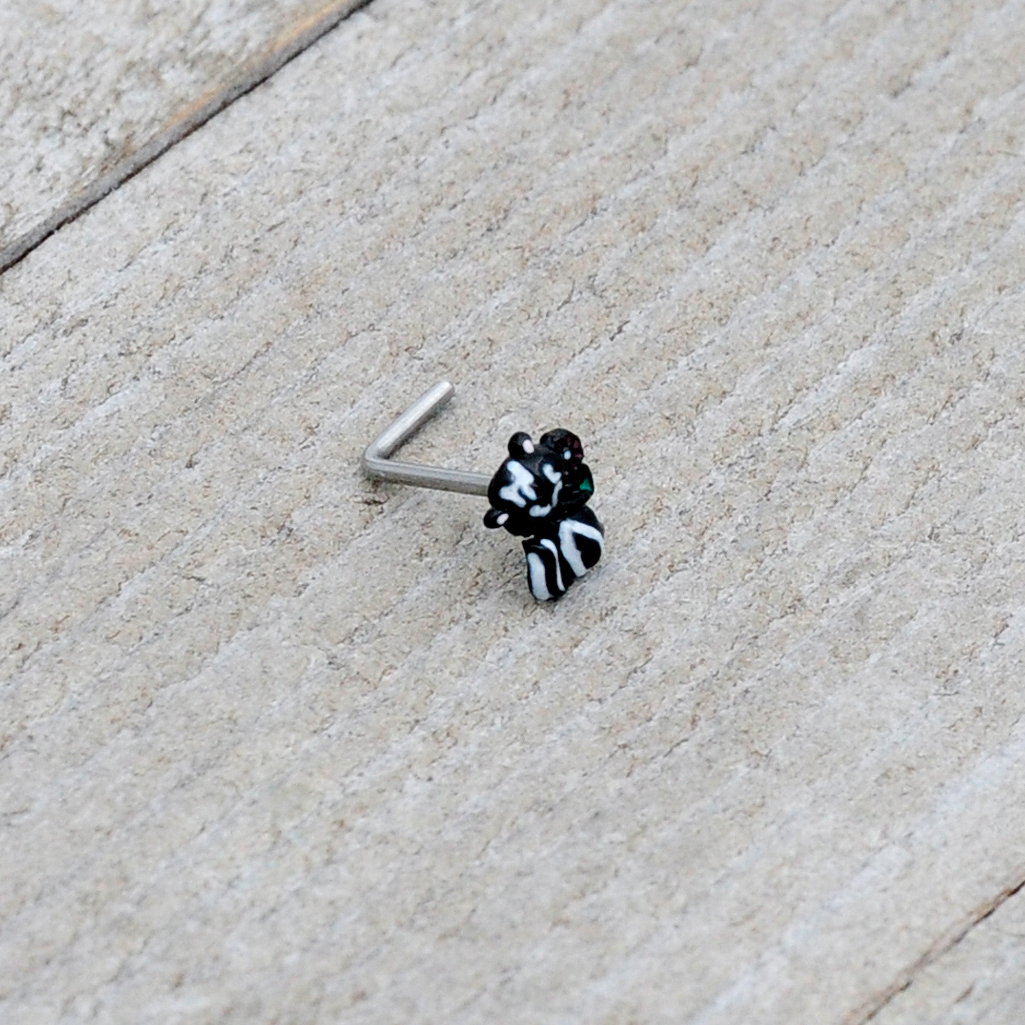 BodyCandy 20G 7mm Funky Skunk L Shape Nose Ring — alternative angle