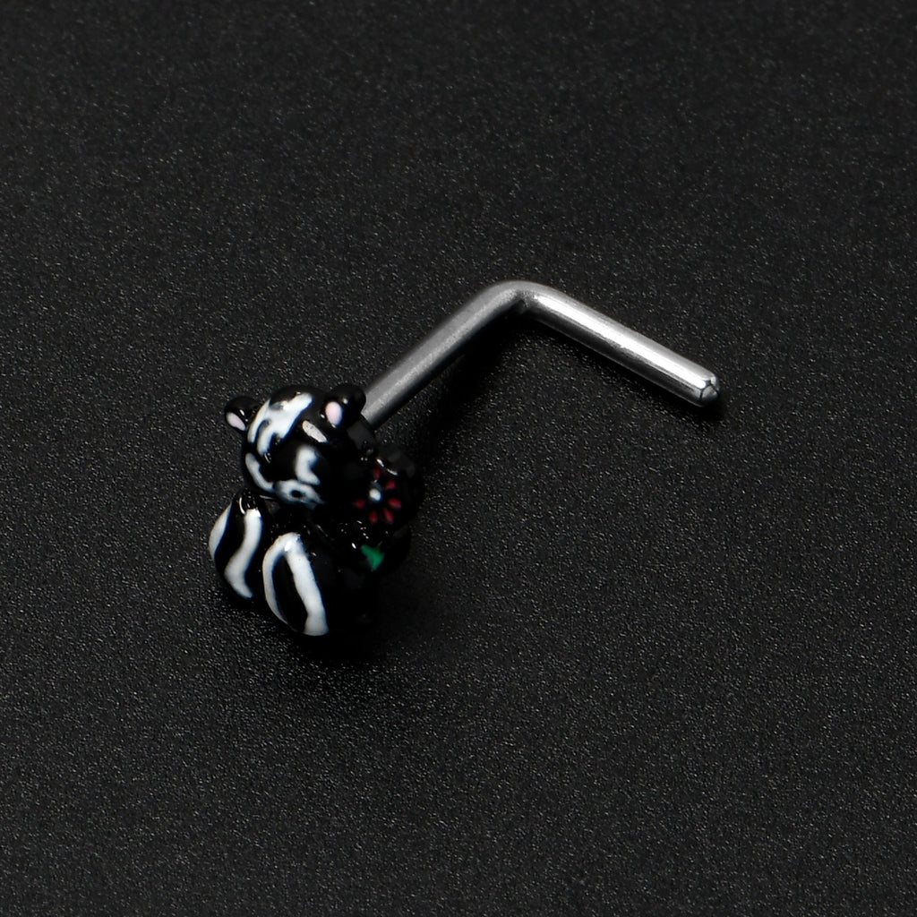 BodyCandy 20G 7mm Funky Skunk L Shape Nose Ring — size reference
