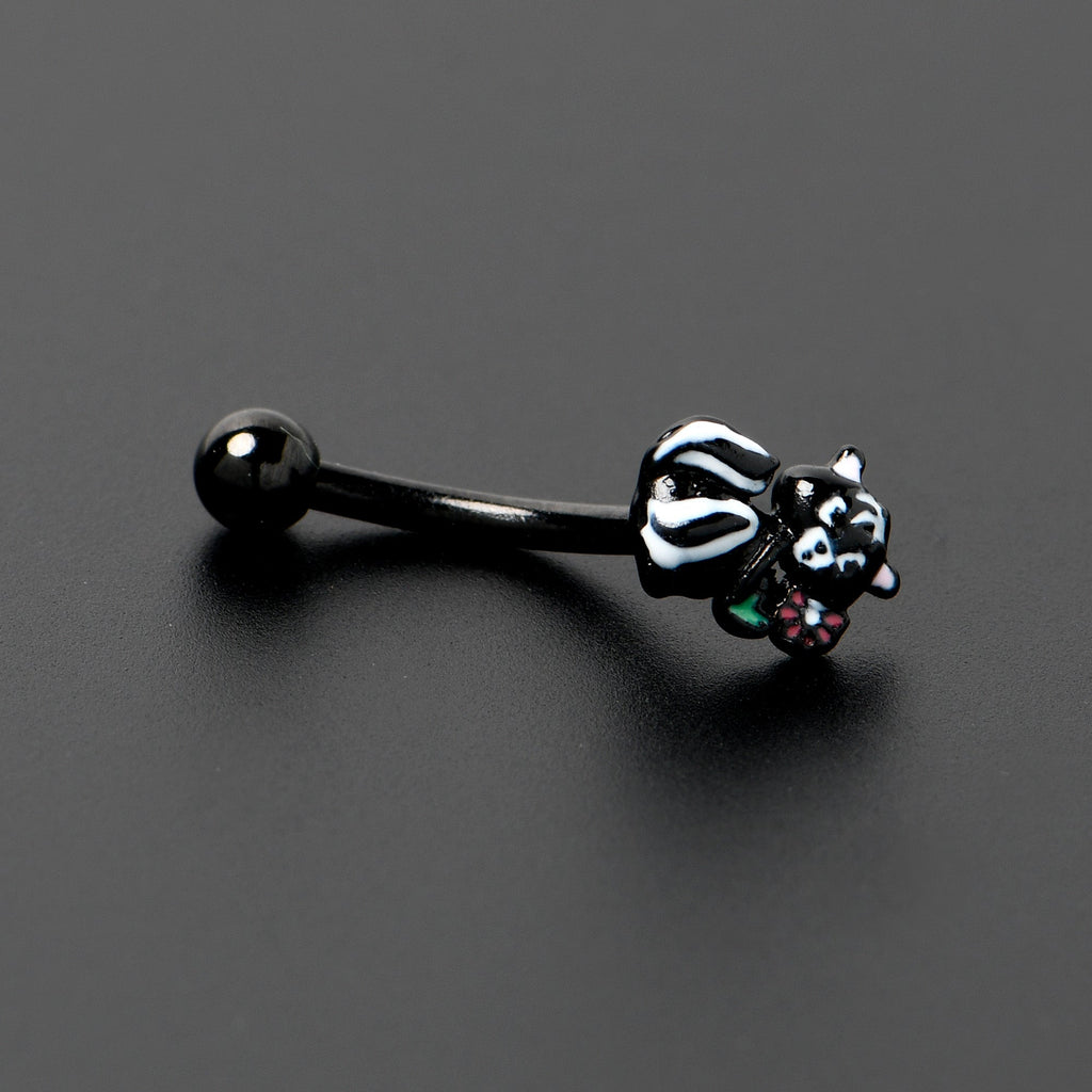 BodyCandy 16G 5/16 Black Funky Skunk Curved Eyebrow Ring — alternative angle