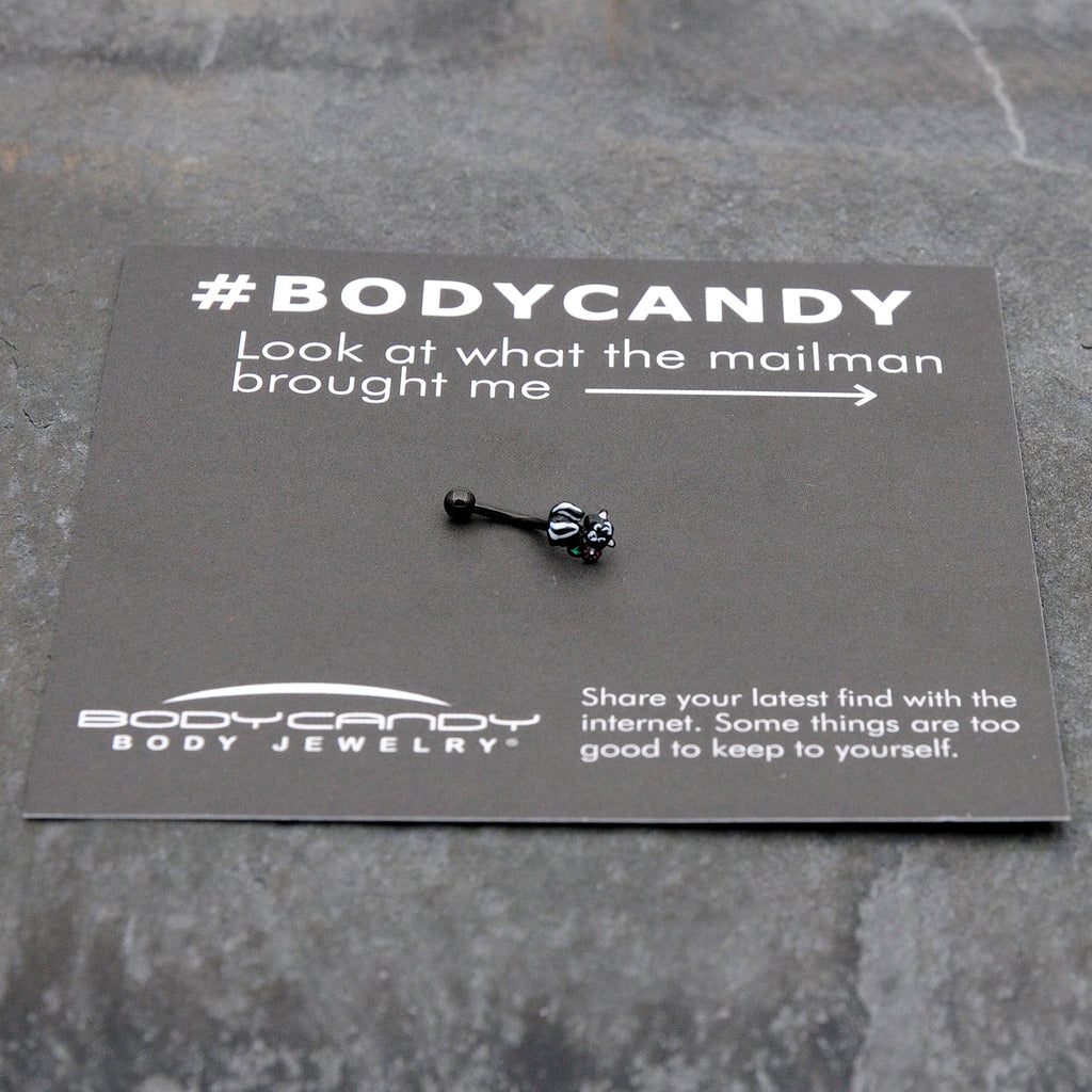 BodyCandy 16G 5/16 Black Funky Skunk Curved Eyebrow Ring — size reference