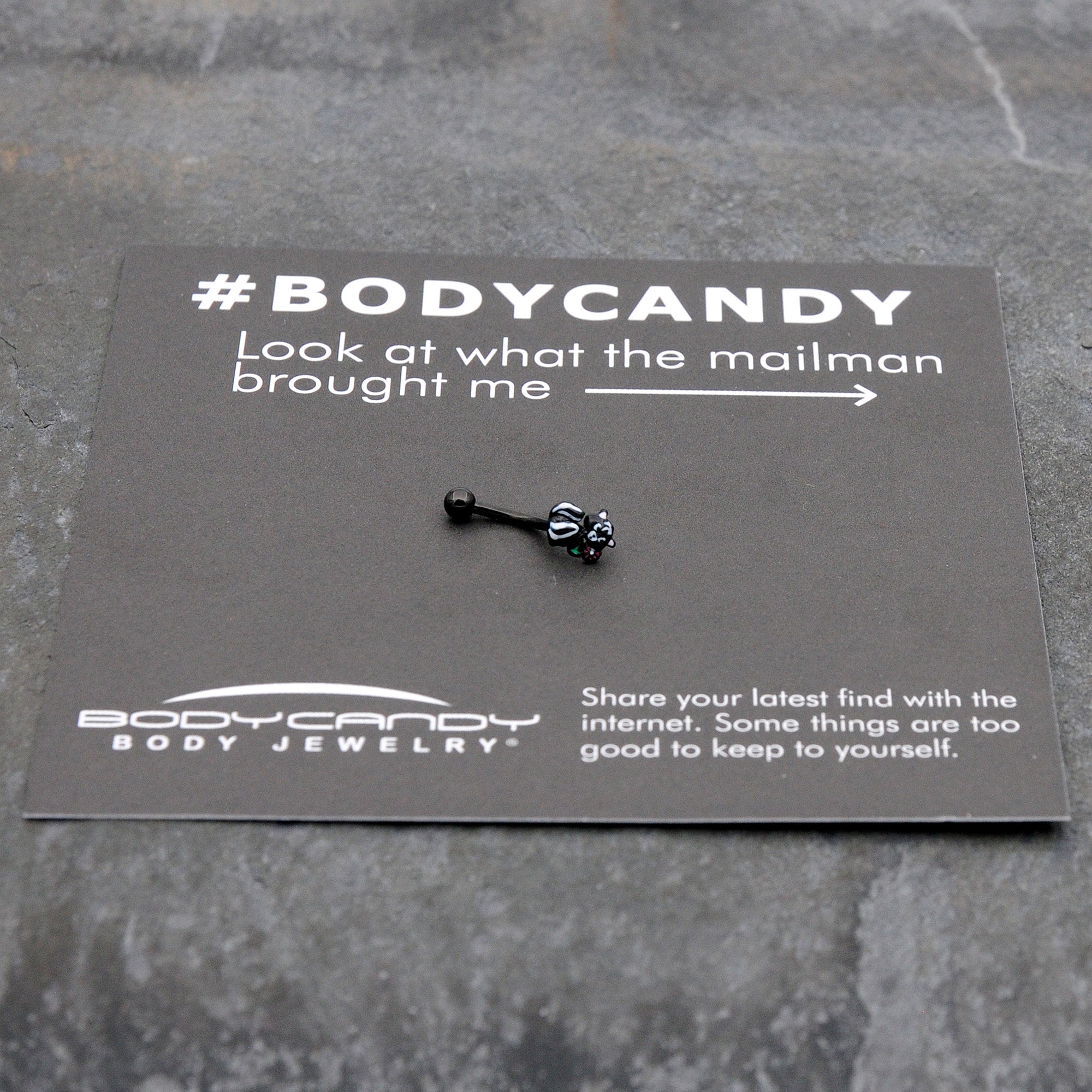 BodyCandy 16G 5/16 Black Funky Skunk Curved Eyebrow Ring — size reference