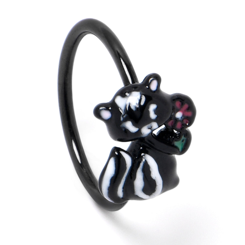 BodyCandy 20G 5/16 Black Funky Skunk Nose Hoop — back view