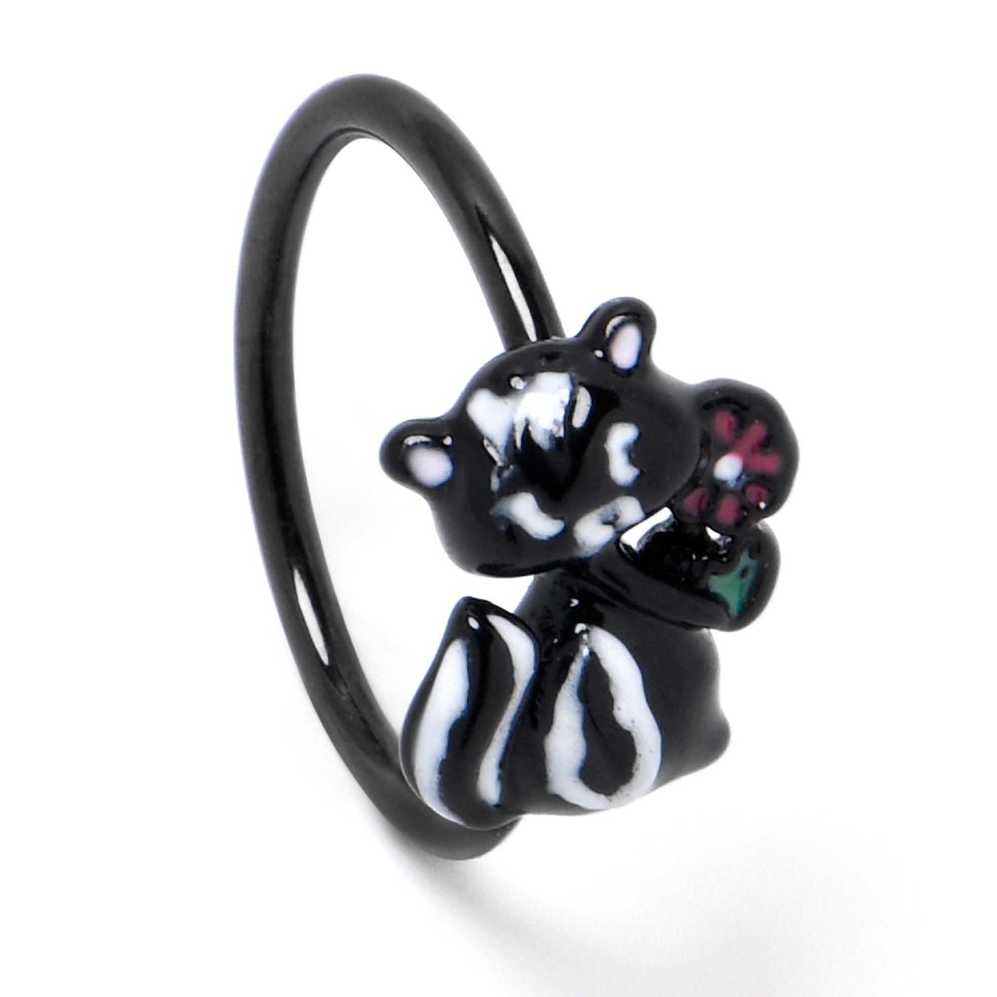 BodyCandy 20G 5/16 Black Funky Skunk Nose Hoop — back view