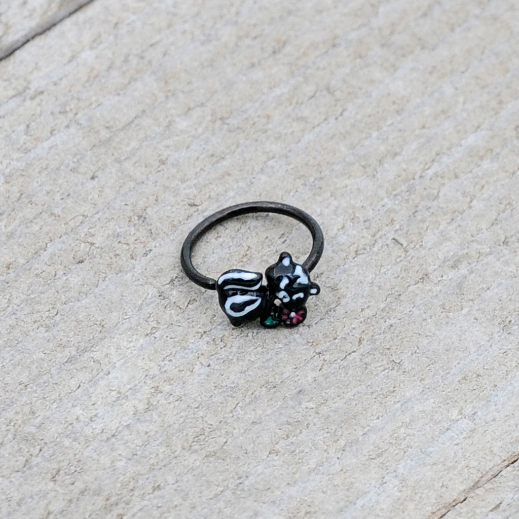 BodyCandy 20G 5/16 Black Funky Skunk Nose Hoop — alternative angle