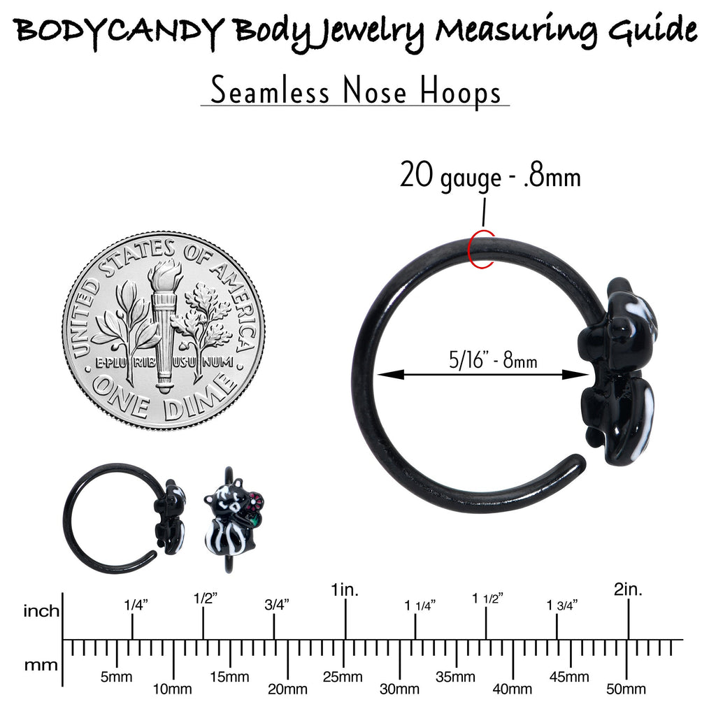 BodyCandy 20G 5/16 Black Funky Skunk Nose Hoop — in-use photo