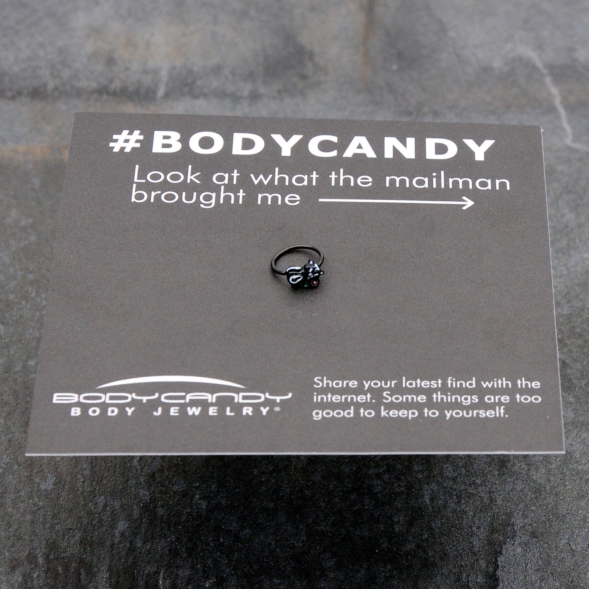 BodyCandy 20G 5/16 Black Funky Skunk Nose Hoop — size reference