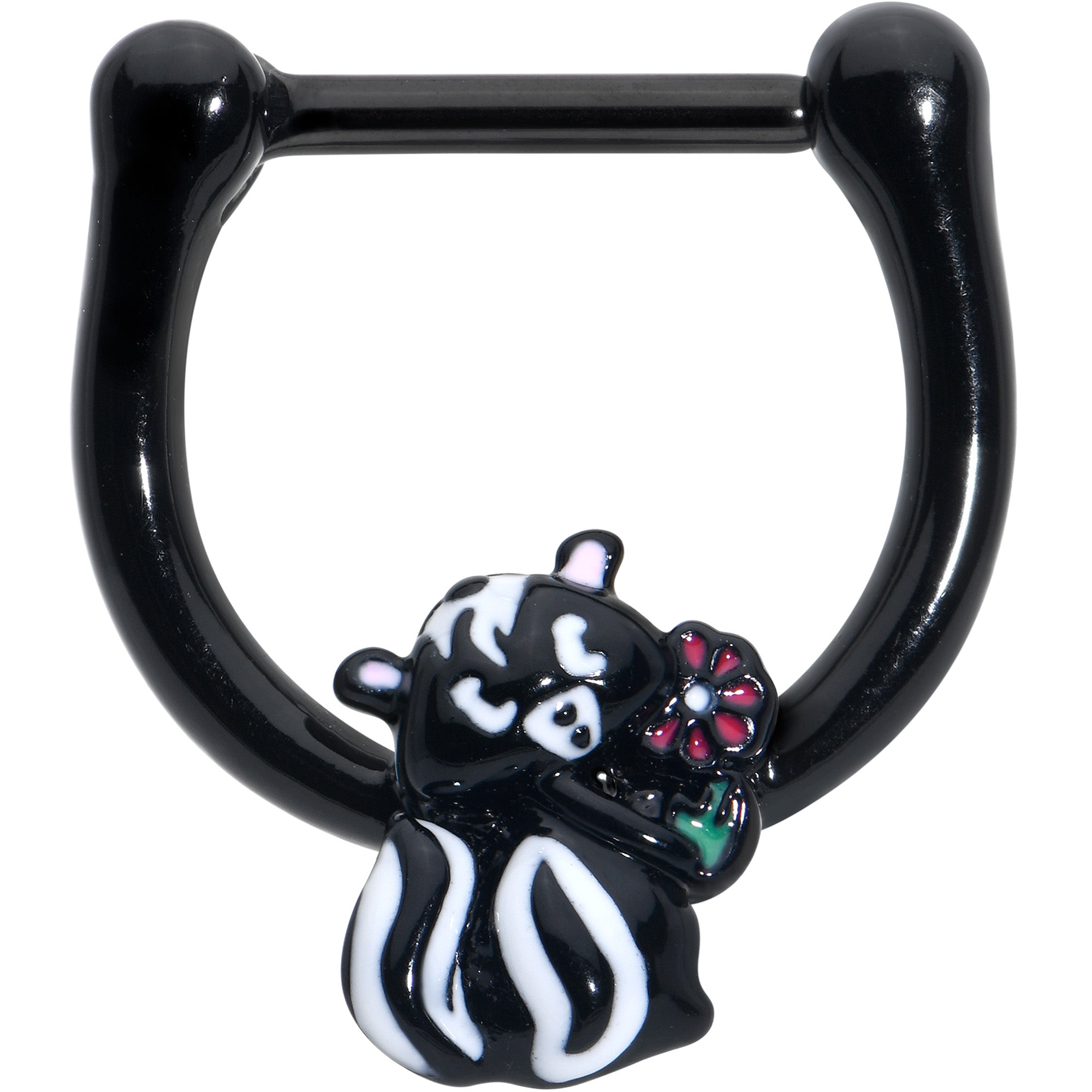 BodyCandy 16G 5/16 Black Funky Skunk Cartilage Clicker — main product shot
