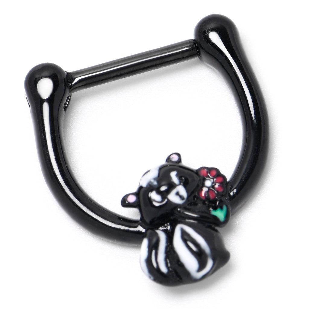 BodyCandy 16G 5/16 Black Funky Skunk Cartilage Clicker — side view