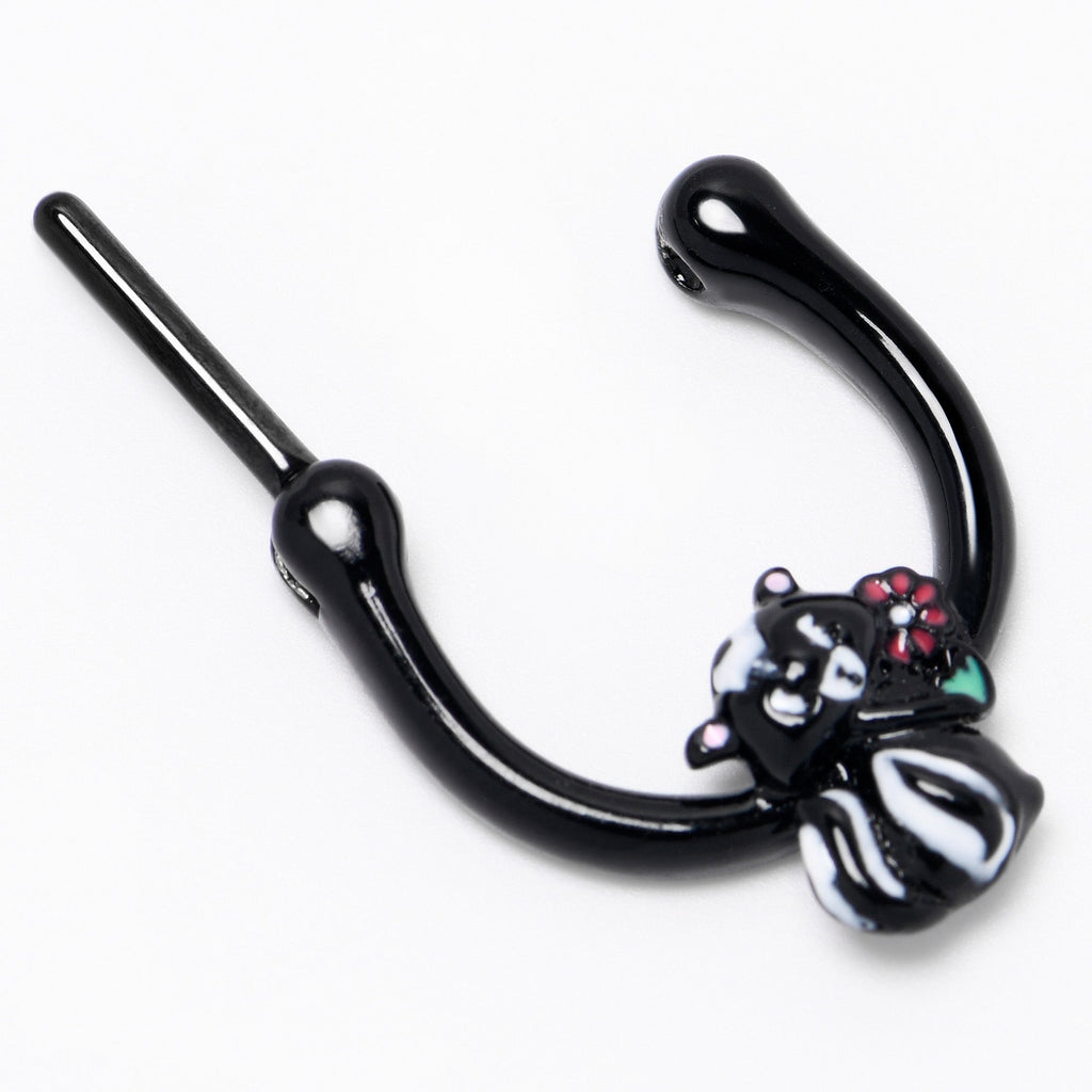 BodyCandy 16G 5/16 Black Funky Skunk Cartilage Clicker — back view