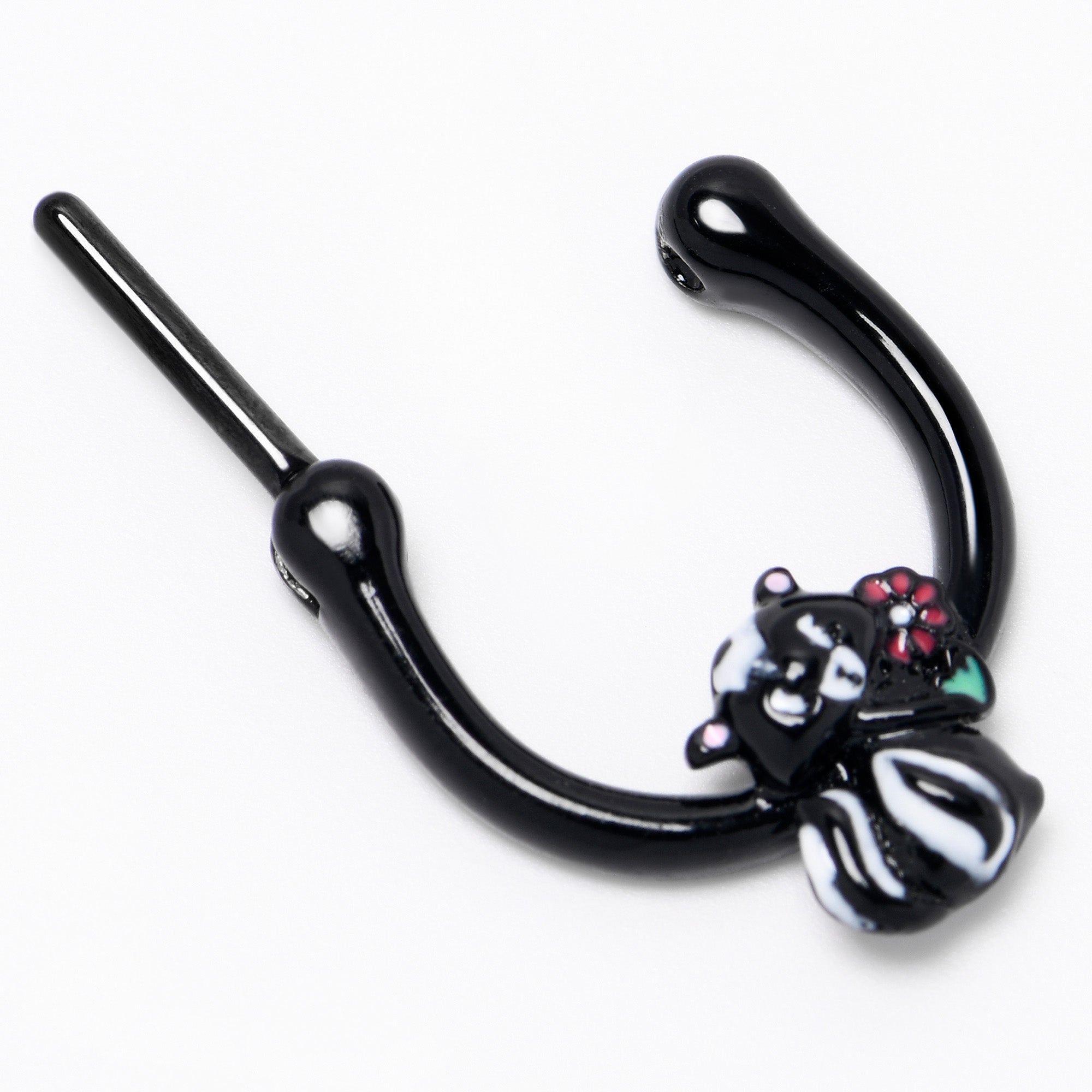 BodyCandy 16G 5/16 Black Funky Skunk Cartilage Clicker — back view