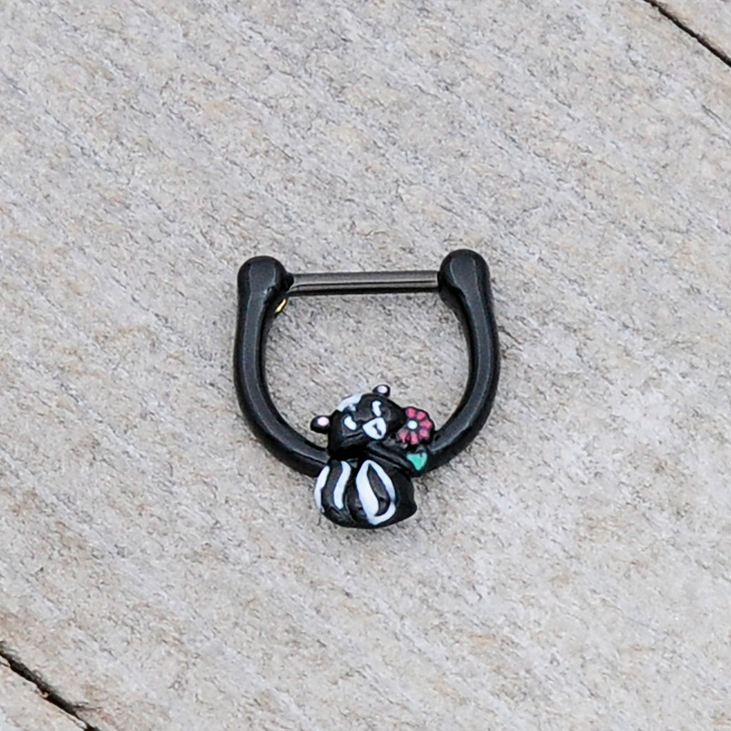 BodyCandy 16G 5/16 Black Funky Skunk Cartilage Clicker — alternative angle