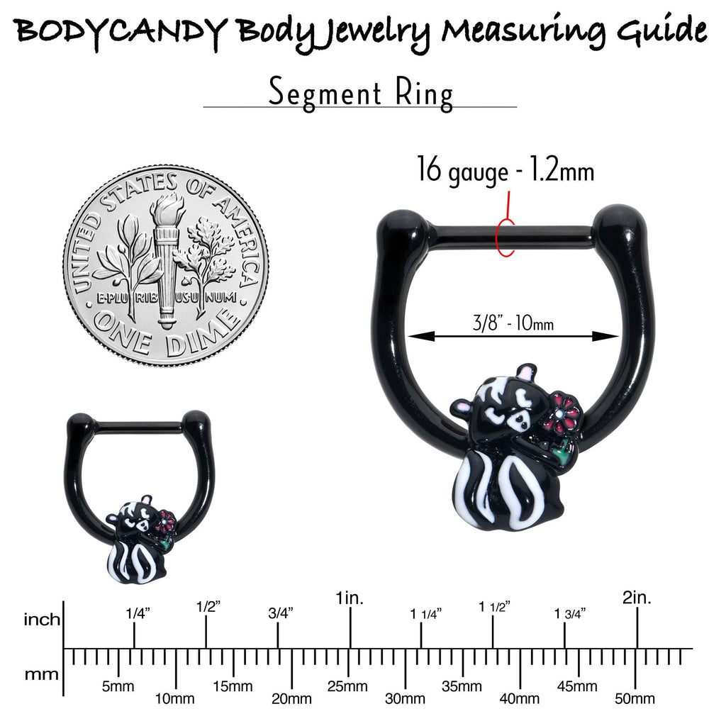 BodyCandy 16G 5/16 Black Funky Skunk Cartilage Clicker — in-use photo