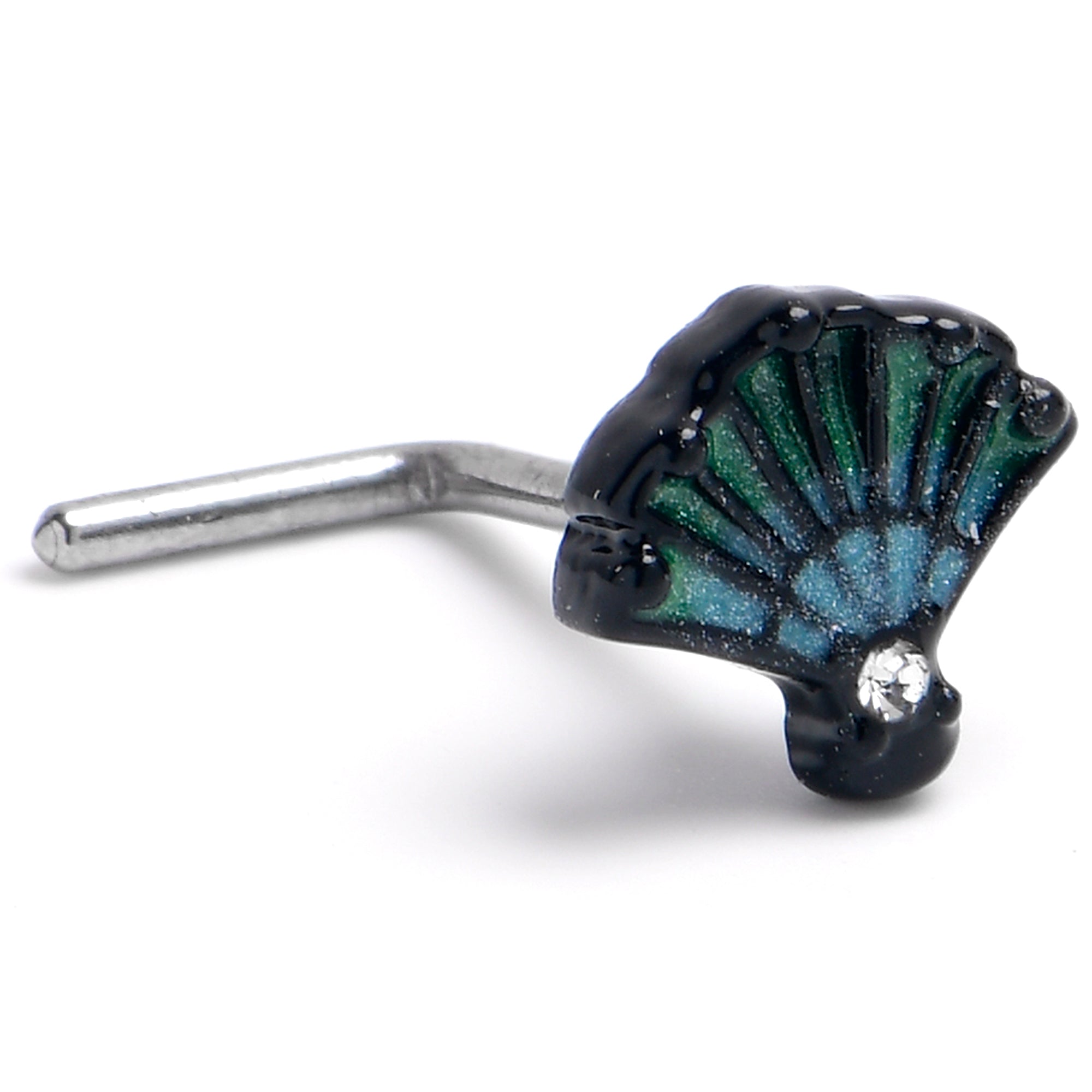 BodyCandy 20G 7mm Serenity Ocean Magic Sea Shells L-Shape Nose Ring — main product shot