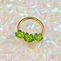 BodyCandy 16G 3/8 Clear Gem Gold Tone Lucky Shamrock Hinged Segment Ring — main product shot