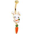 BodyCandy Gold Tone Cutie Easter Bunny Carrot Dangle Belly Ring — main product shot