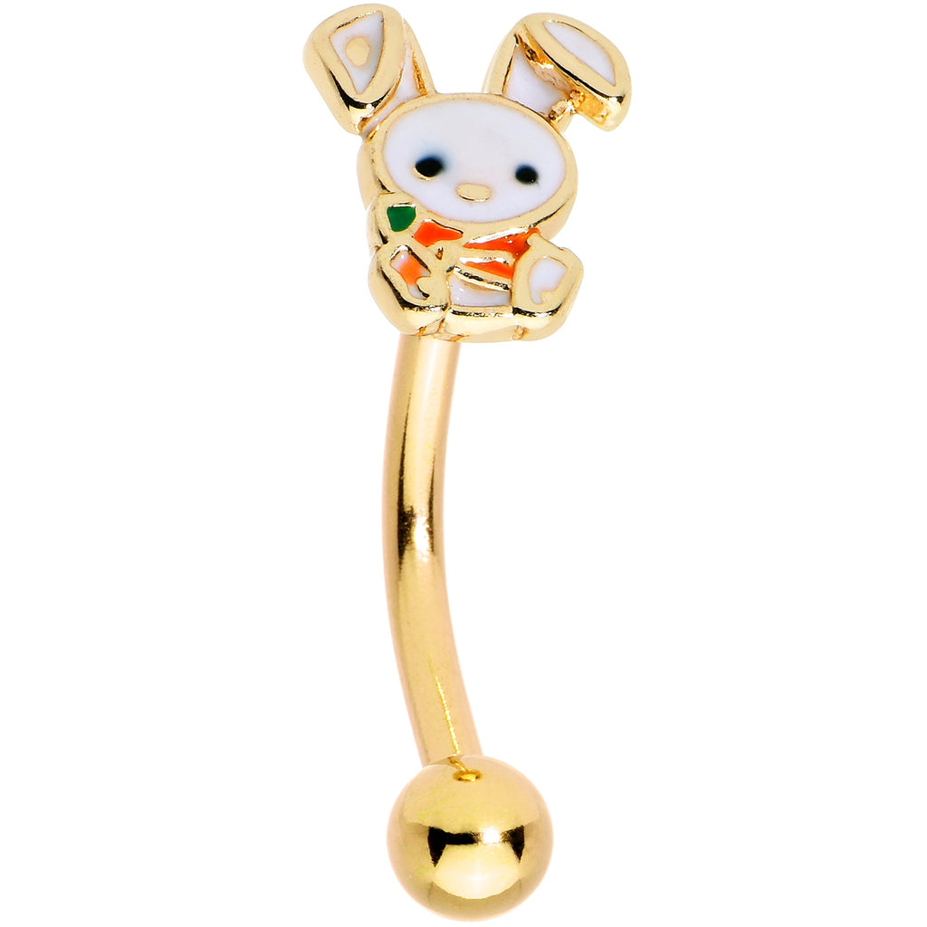 BodyCandy 16G 5/16 Gold Tone Cutie Easter Bunny Curved Eyebrow Ring — main product shot