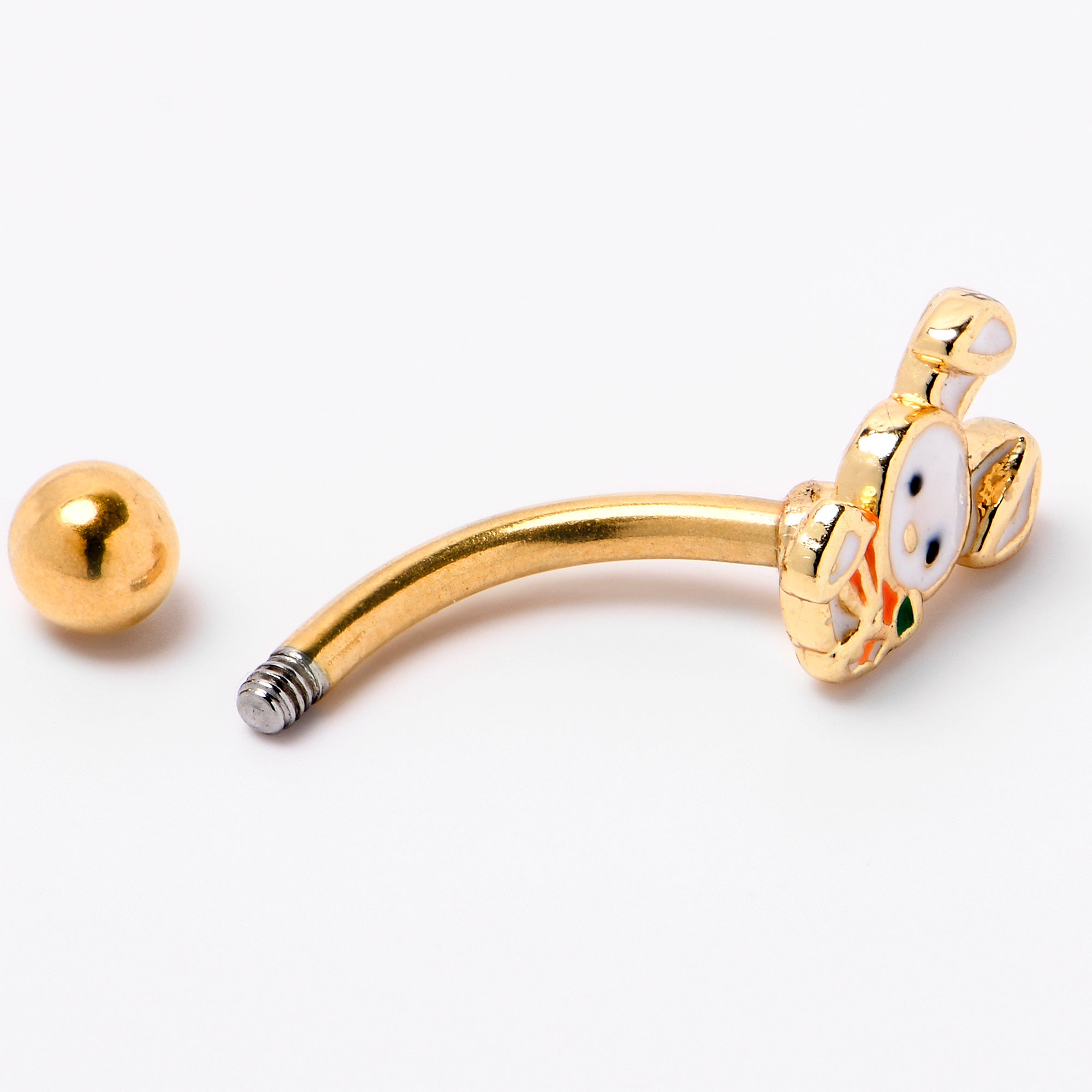 BodyCandy 16G 5/16 Gold Tone Cutie Easter Bunny Curved Eyebrow Ring — lifestyle context