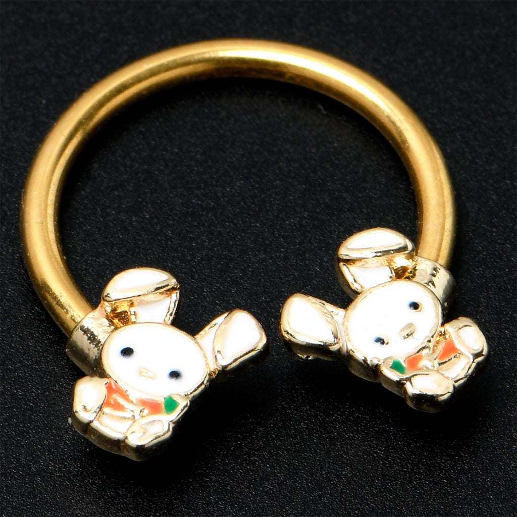 BodyCandy 16G 3/8 Gold Tone Cutie Easter Bunny Horseshoe Circular Barbell — lifestyle context