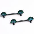 BodyCandy 14G 9/16 Black PVD Serenity Ocean Magic Sea Shells Barbell Nipple Ring Set — main product shot