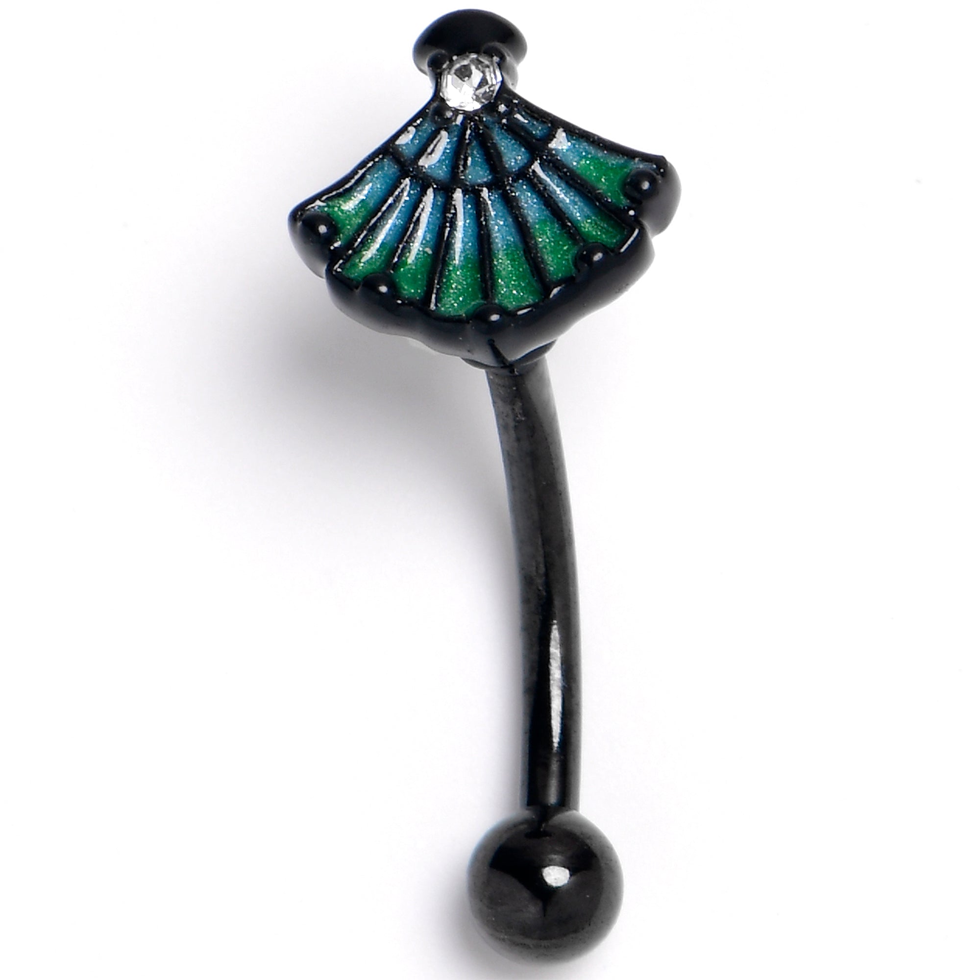 BodyCandy 16G 5/16 Black PVD Serenity Ocean Magic Sea Shells Curved Barbell — main product shot
