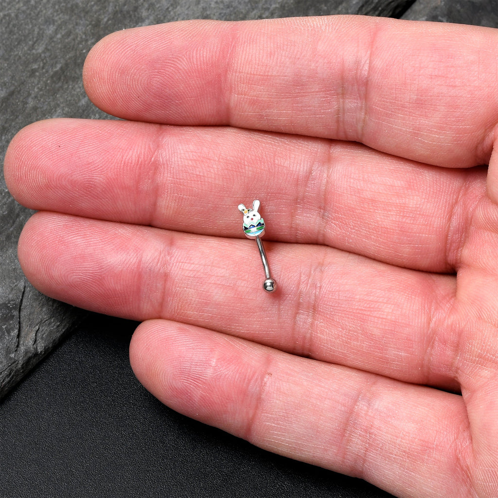 BodyCandy 16G 5/16 Easter Egg Bunny Curved Eyebrow Ring — lifestyle context