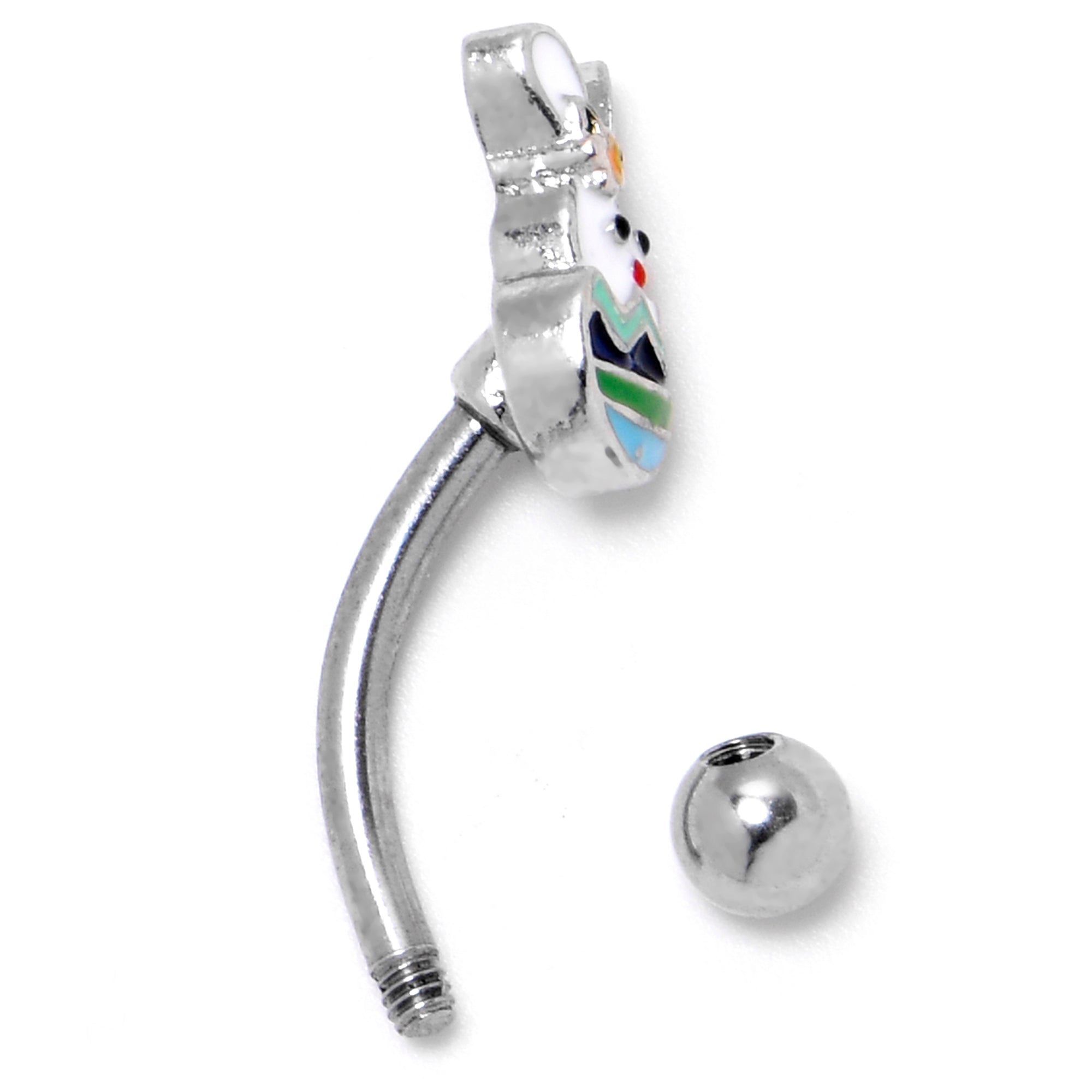 BodyCandy 16G 5/16 Easter Egg Bunny Curved Eyebrow Ring — side view