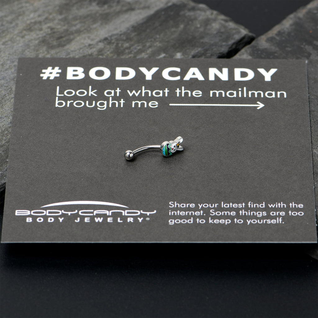 BodyCandy 16G 5/16 Easter Egg Bunny Curved Eyebrow Ring — in-use photo