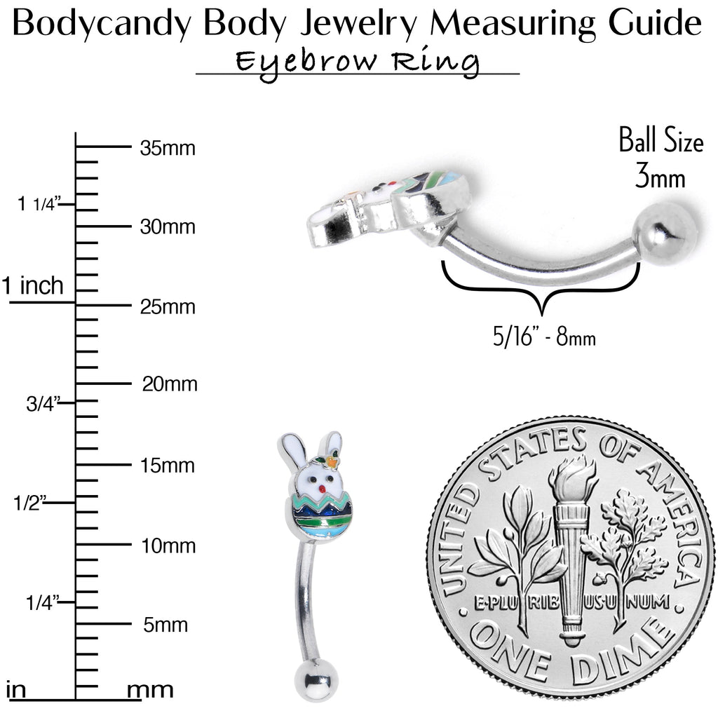BodyCandy 16G 5/16 Easter Egg Bunny Curved Eyebrow Ring — size reference