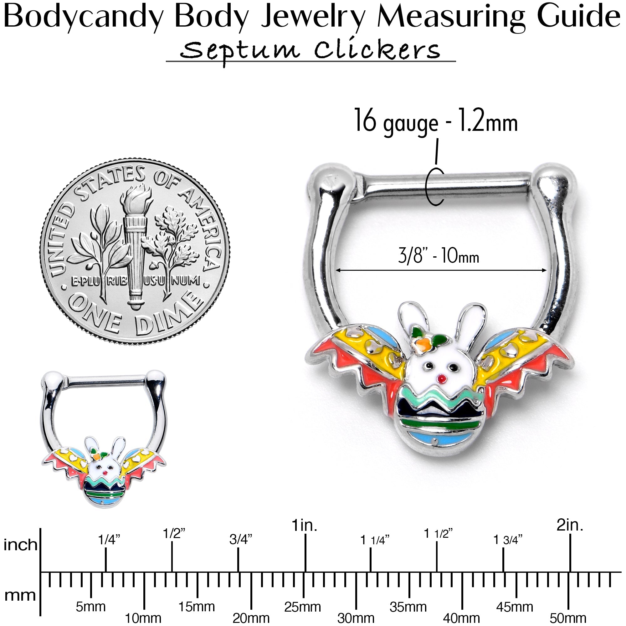 BodyCandy 16G 5/16 Easter Egg Bunny Cartilage Clicker — in-use photo