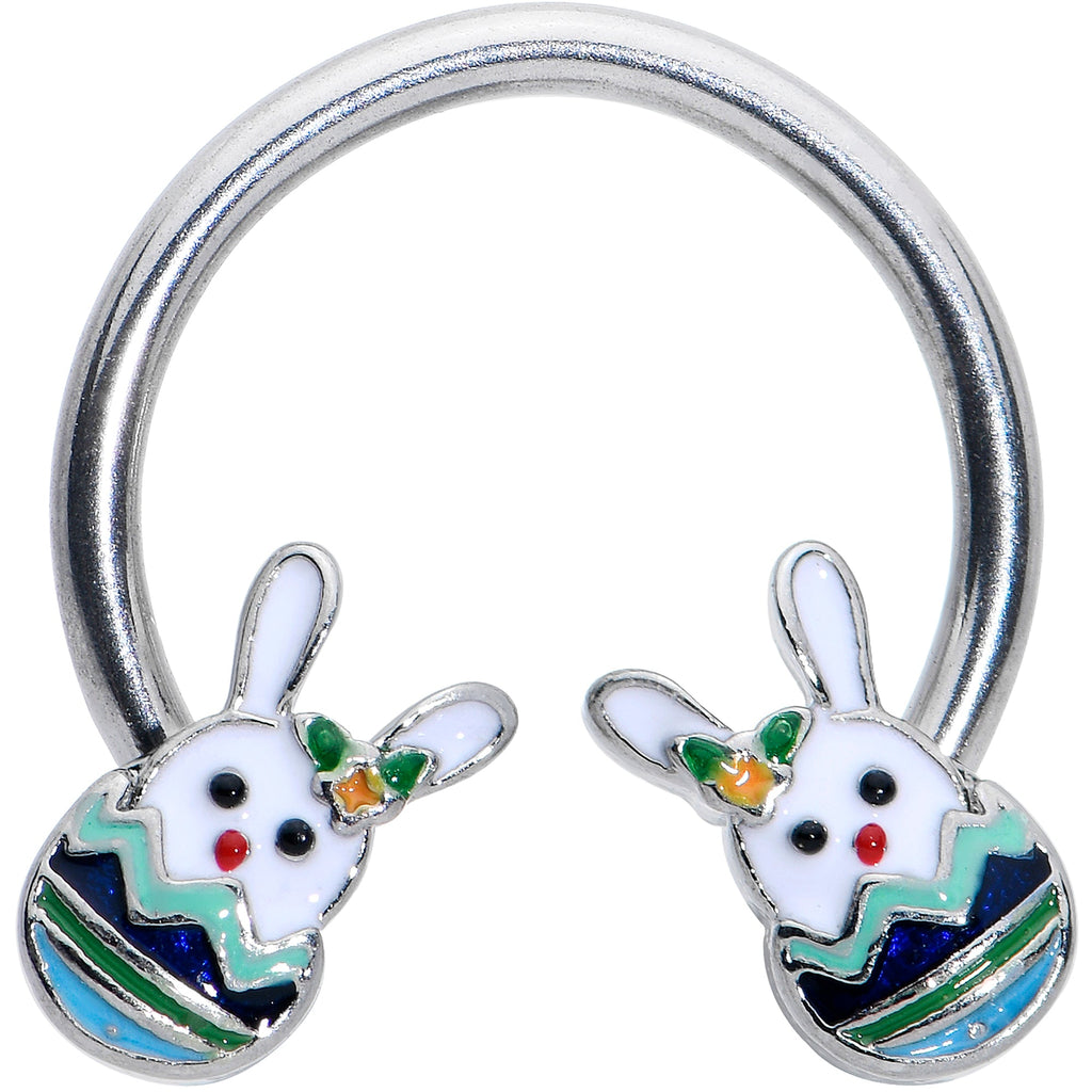 BodyCandy 16G 3/8 Easter Egg Bunny Horseshoe Circular Barbell — main product shot
