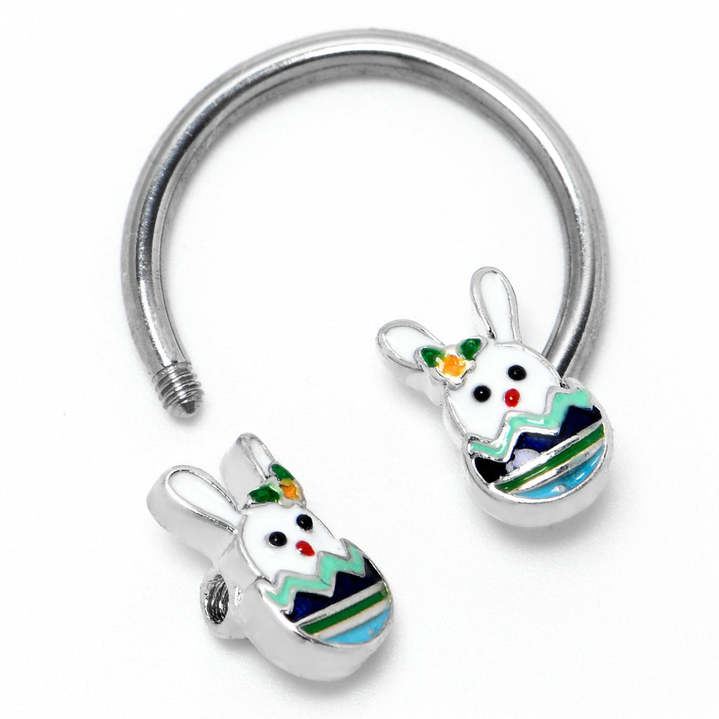 BodyCandy 16G 3/8 Easter Egg Bunny Horseshoe Circular Barbell — side view