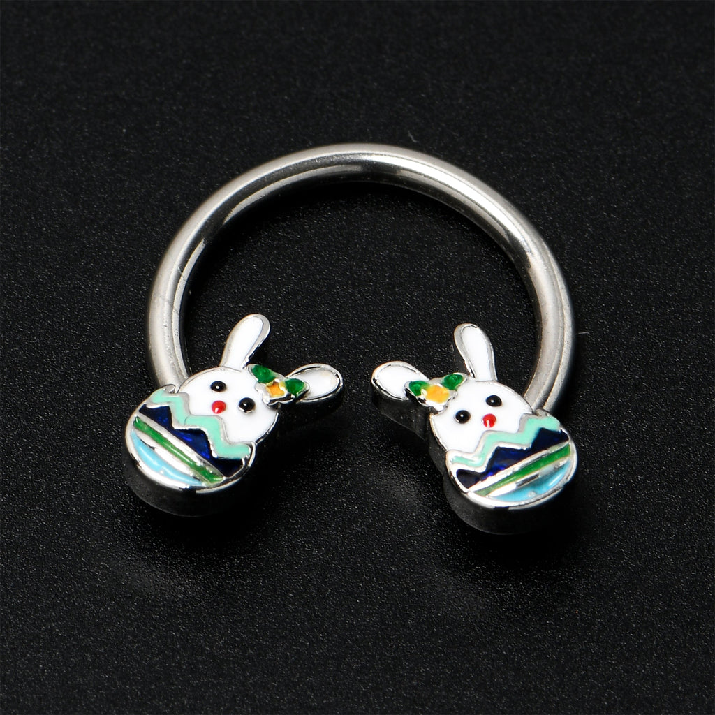 BodyCandy 16G 3/8 Easter Egg Bunny Horseshoe Circular Barbell — back view