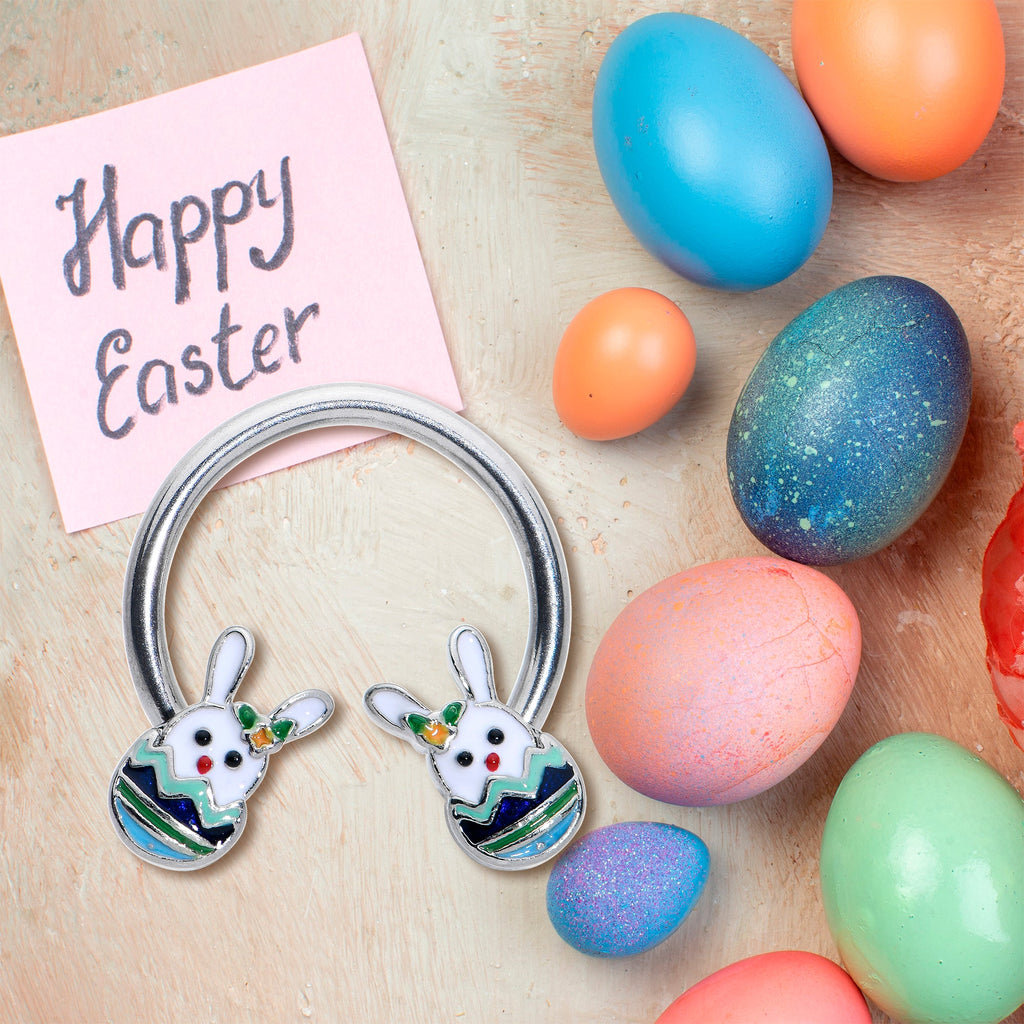 BodyCandy 16G 3/8 Easter Egg Bunny Horseshoe Circular Barbell — alternative angle