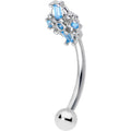 BodyCandy 16G 5/16 Blue Gem Opulent Cross Curved Eyebrow Ring — main product shot