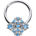 BodyCandy 16G 3/8 Blue Gem Opulent Cross Hinged Segment Ring — main product shot